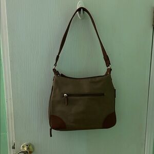 Tan and Brown Women's Shoulder Bag
